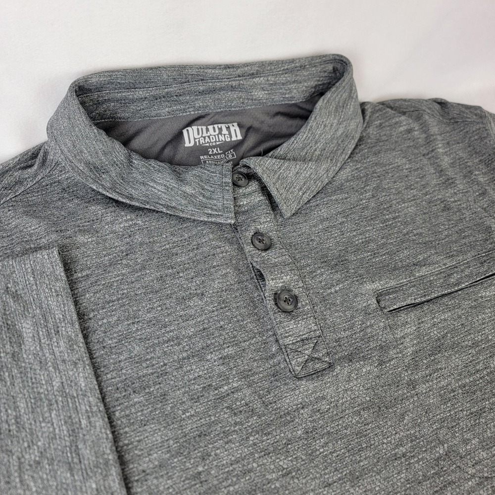 Duluth Trading Co Armachillo Cooling Polo Shirt Mens 2XL Gray Relaxed Fit Short